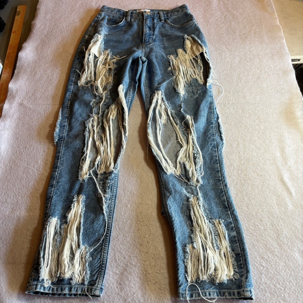 FRAME Le High N Tight Straight Jeans Womens 25 Dreamland Shred 27x30
